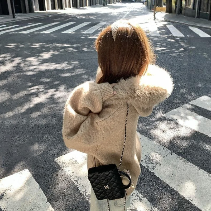 大毛領外套寬鬆顯瘦軟糯毛衣針織開衫