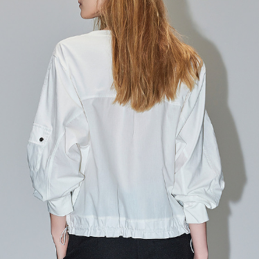 簡約風設計感時尚拼接下擺鬆緊襯衫