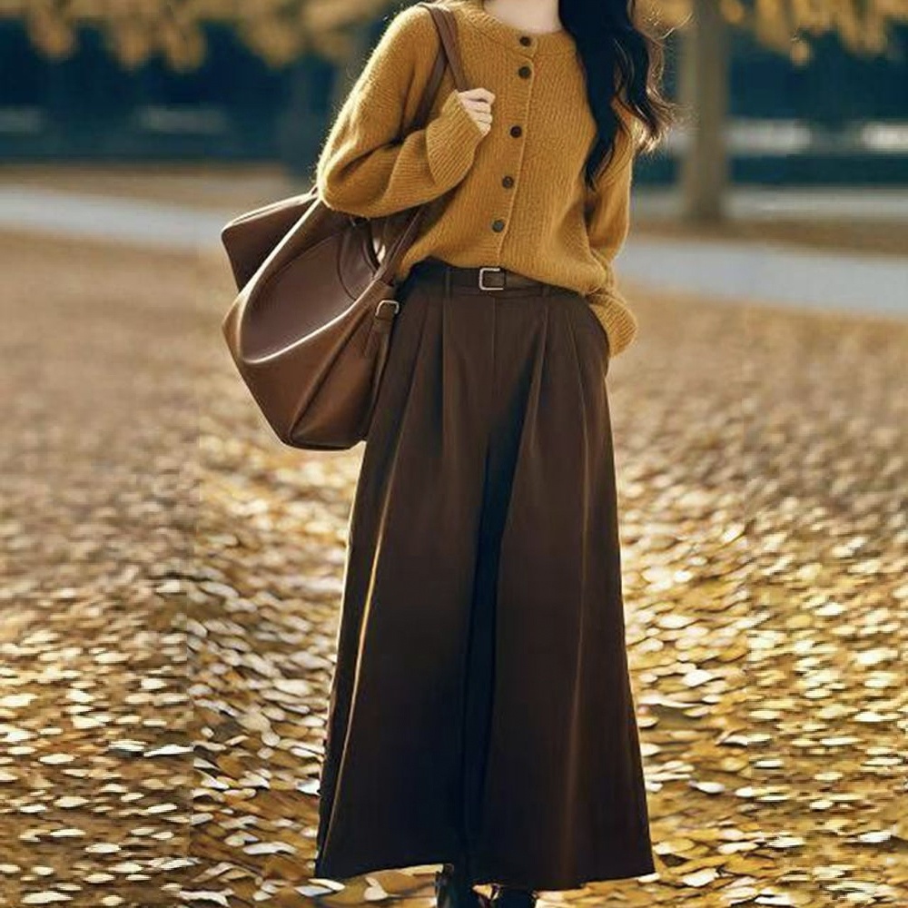 【單件/套裝】韓系溫柔風復古針織毛衣+美拉德色系半身裙兩件套