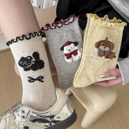 時尚韓版ins潮流薄高彈卡通印花襪子
