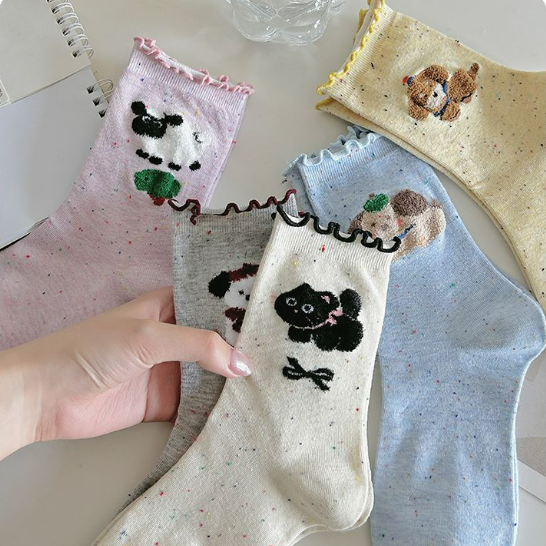 時尚韓版ins潮流薄高彈卡通印花襪子