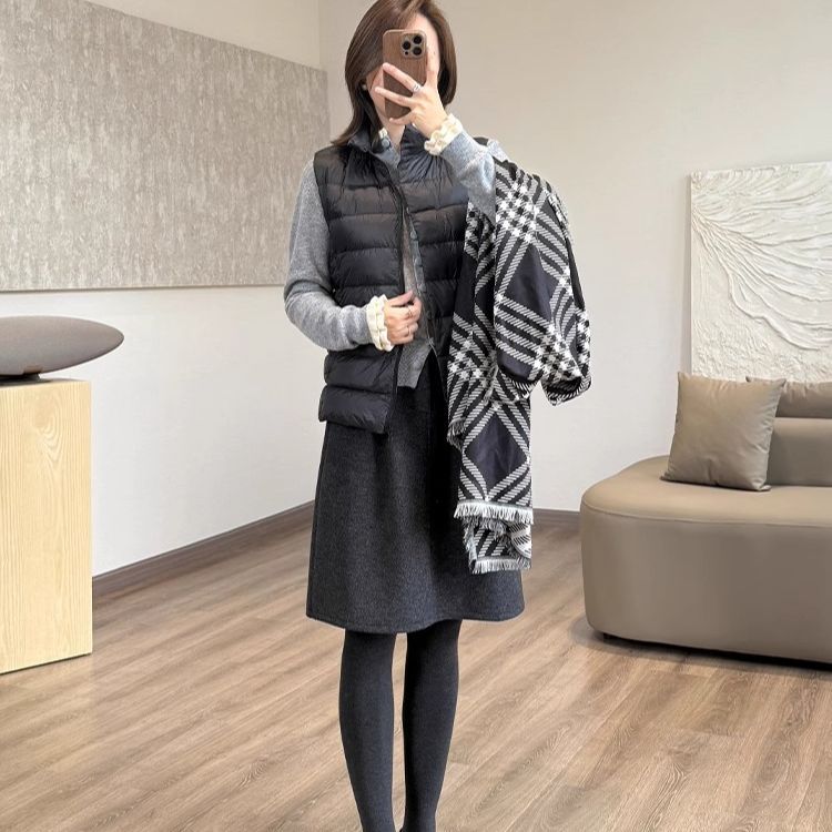 簡約高腰通勤顯瘦藏肉花苞中裙毛呢半身裙