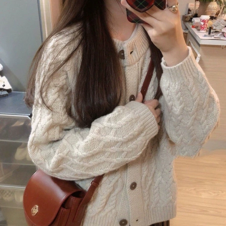 【單件/套裝】小香風休閒百搭毛衣開衫+半身裙兩件套