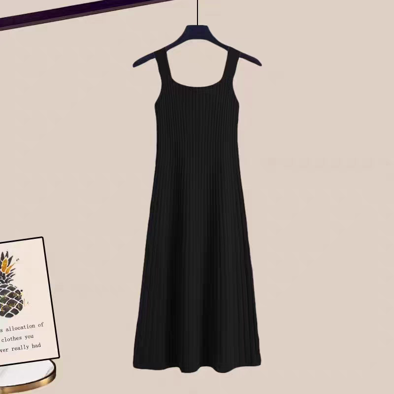 【單件/套裝】寬鬆圓領系帶針織毛衣+百搭吊帶裙兩件套