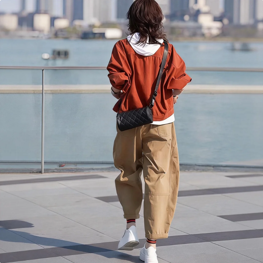 【單件/套裝】減齡顯瘦長袖外套+休閒褲兩件套