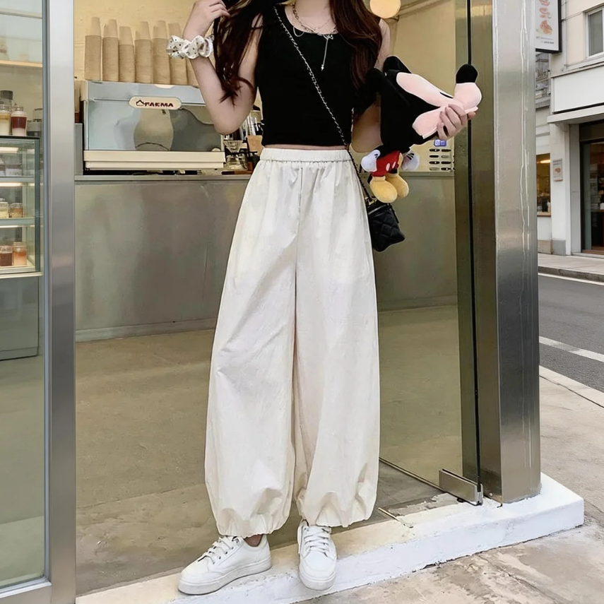 薄款寬鬆大碼休閒速乾哈倫運動九分燈籠褲