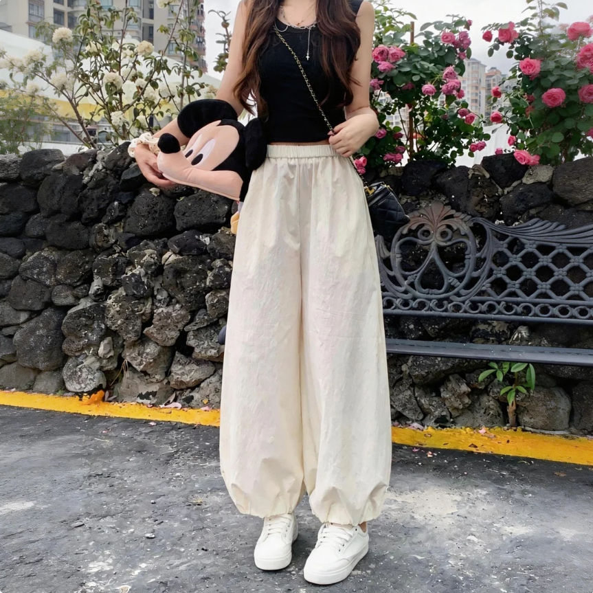 薄款寬鬆大碼休閒速乾哈倫運動九分燈籠褲