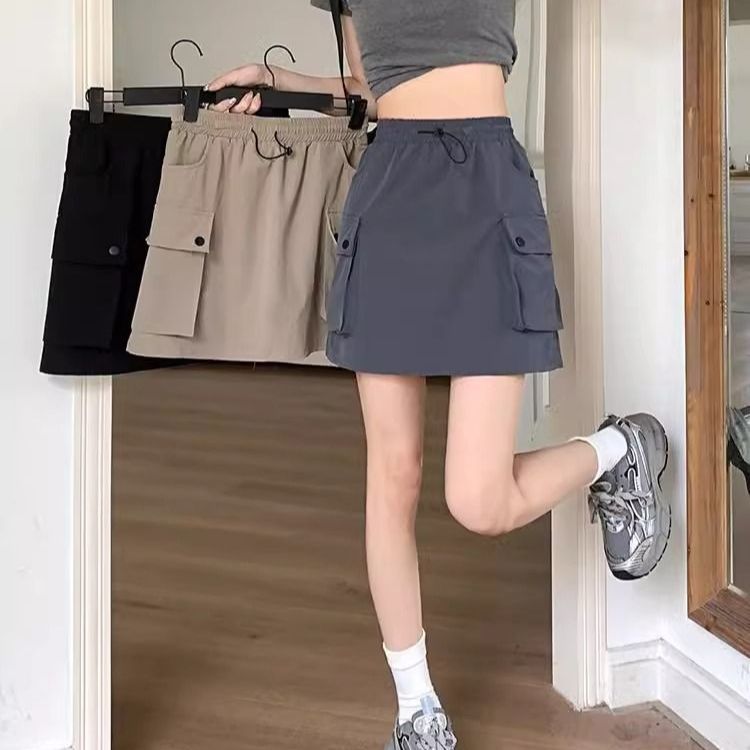 美式設計感寬鬆休閒運動工裝半身裙
