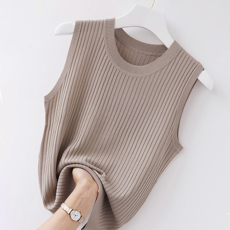薄款涼爽透氣顯瘦百搭針織冰絲背心-lululam