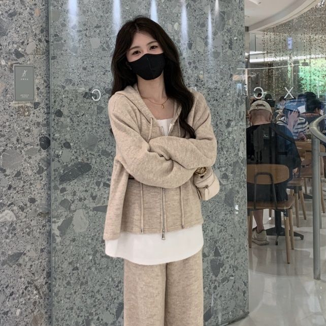 【單件/套裝】休閒假兩件衛衣+寬鬆闊腿褲兩件套裝-lululam