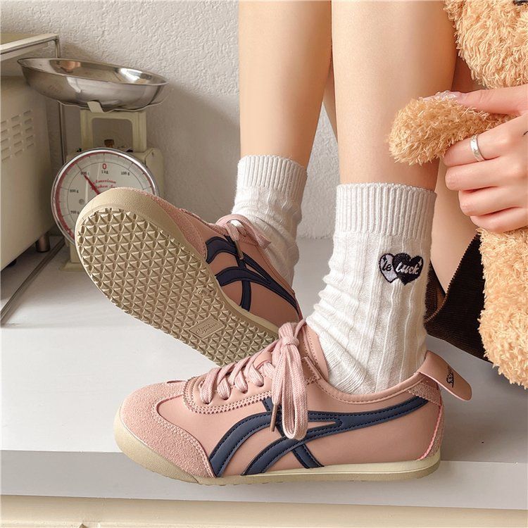 透氣復古休閒百搭拼色板鞋運動德訓鞋阿甘鞋-lululam