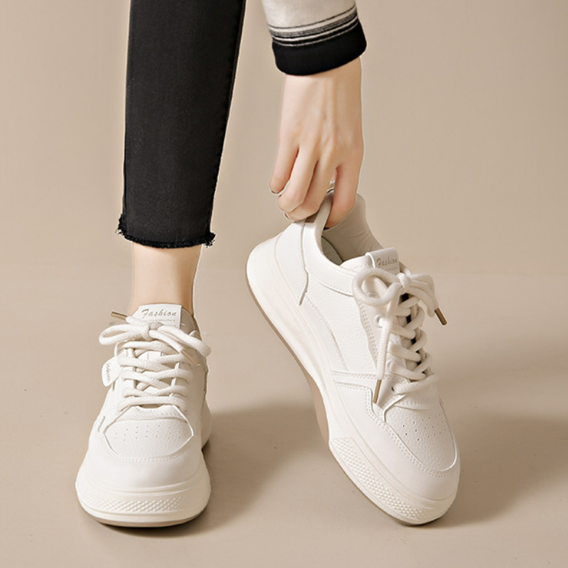 透氣百搭韓版厚底運動休閒板鞋小白鞋-lululam