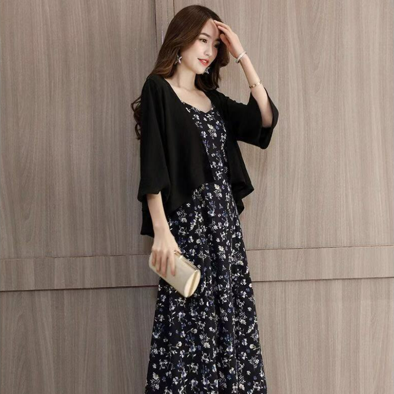 雪紡披肩時尚寬鬆百搭防曬空調開衫-lululam