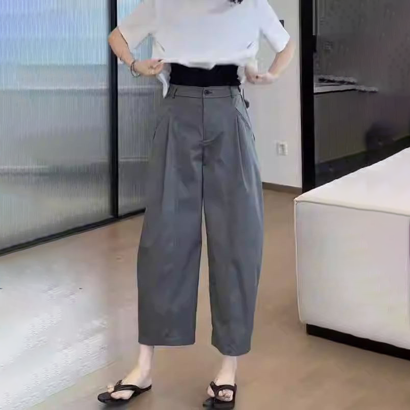 日系顯瘦寬鬆闊腿九分休閒哈倫褲