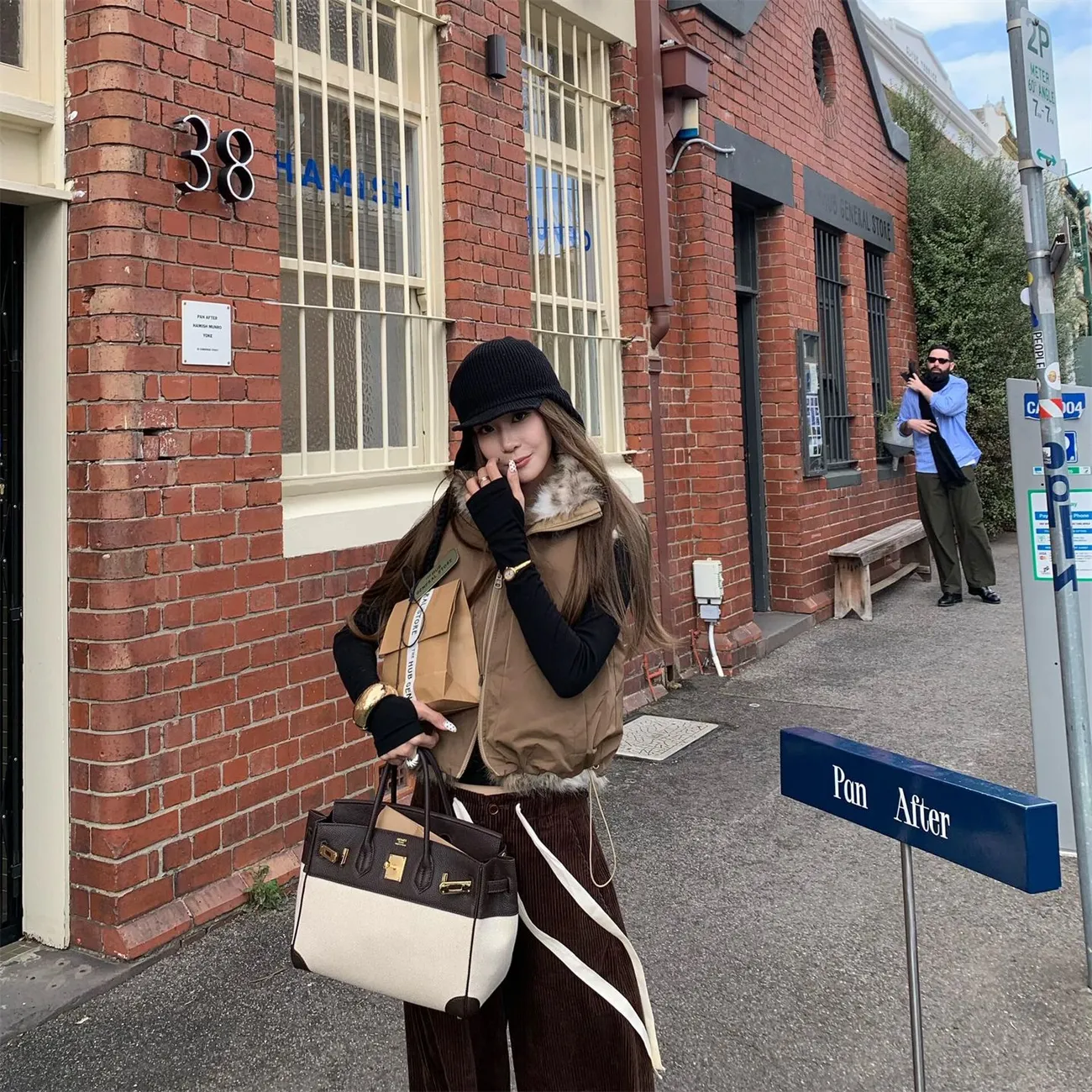 雙面穿時髦俏皮漸變雪豹皮草馬甲外套