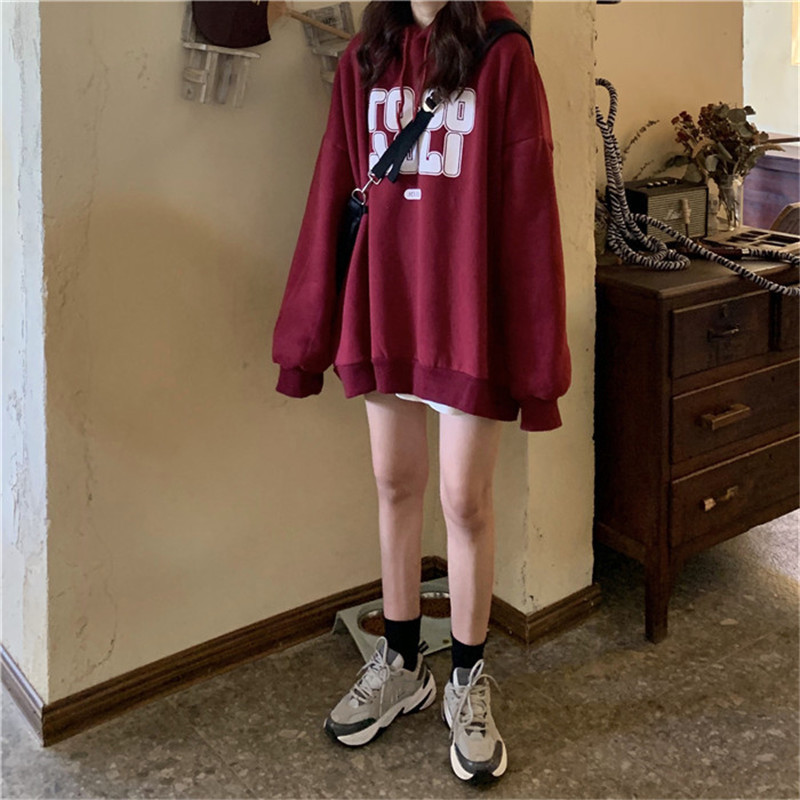 bf慵懶風百搭寬鬆刷毛加厚連帽T