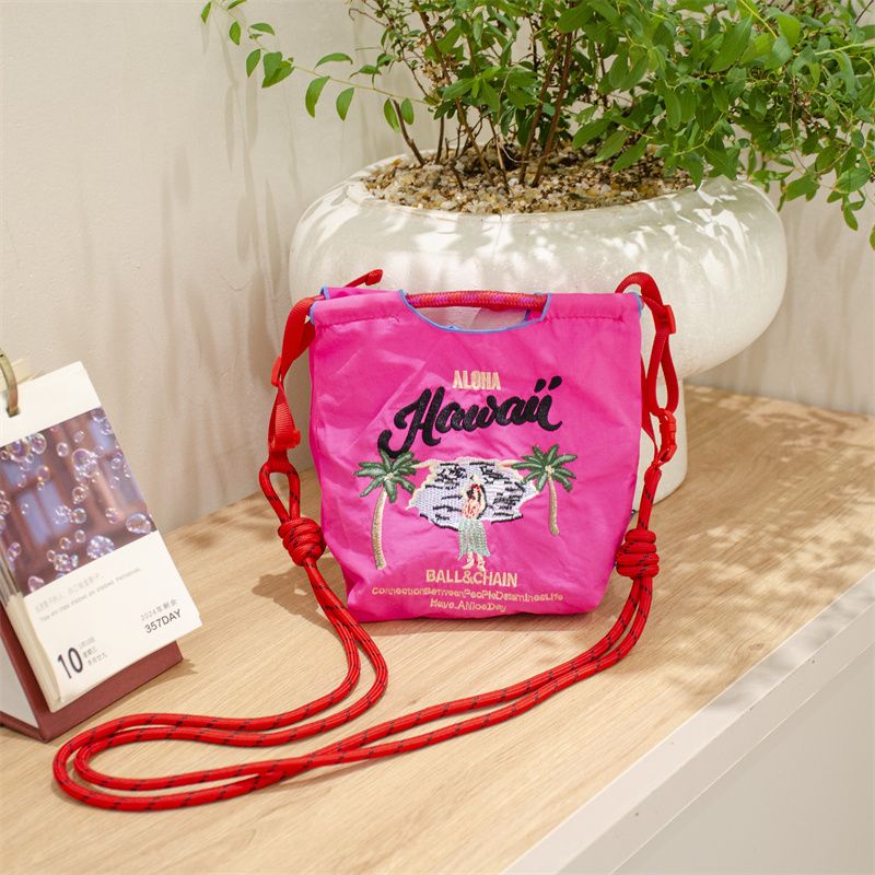 25款日系mini款休閒設計感刺繡環保尼龍手提斜挎包-lululam