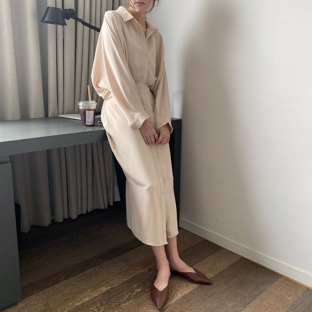 法式收腰顯瘦氣質超仙森系寬鬆洋裝-lululam