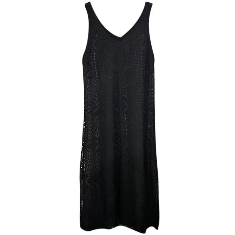 【單件/套裝】鏤空罩衫慵懶寬鬆連身裙兩件套裝-lululam