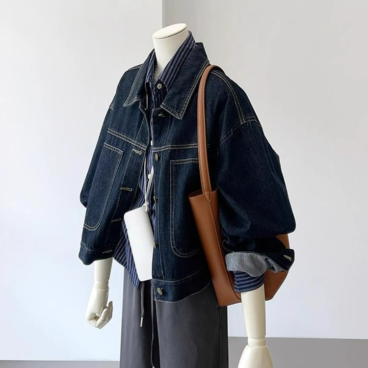 港風復古設計寬鬆顯瘦百搭牛仔外套
