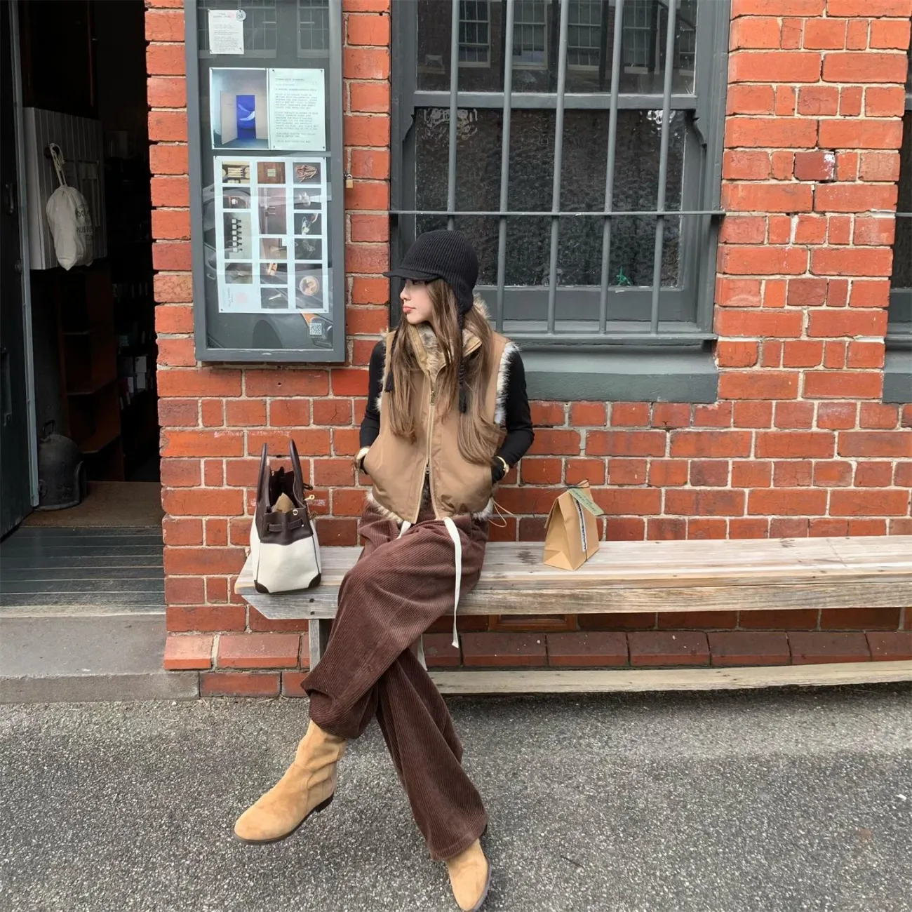 雙面穿時髦俏皮漸變雪豹皮草馬甲外套