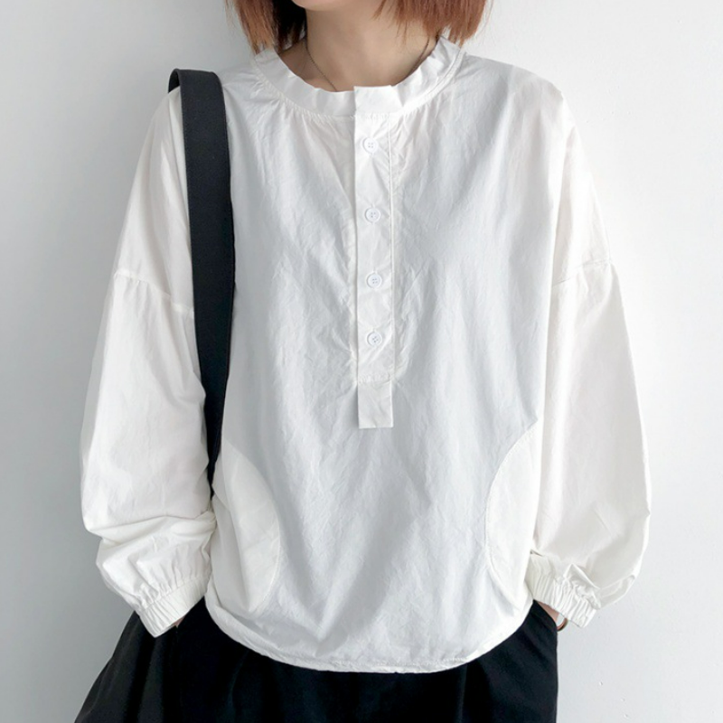 洋氣時尚休閒寬鬆大碼套頭長袖襯衫