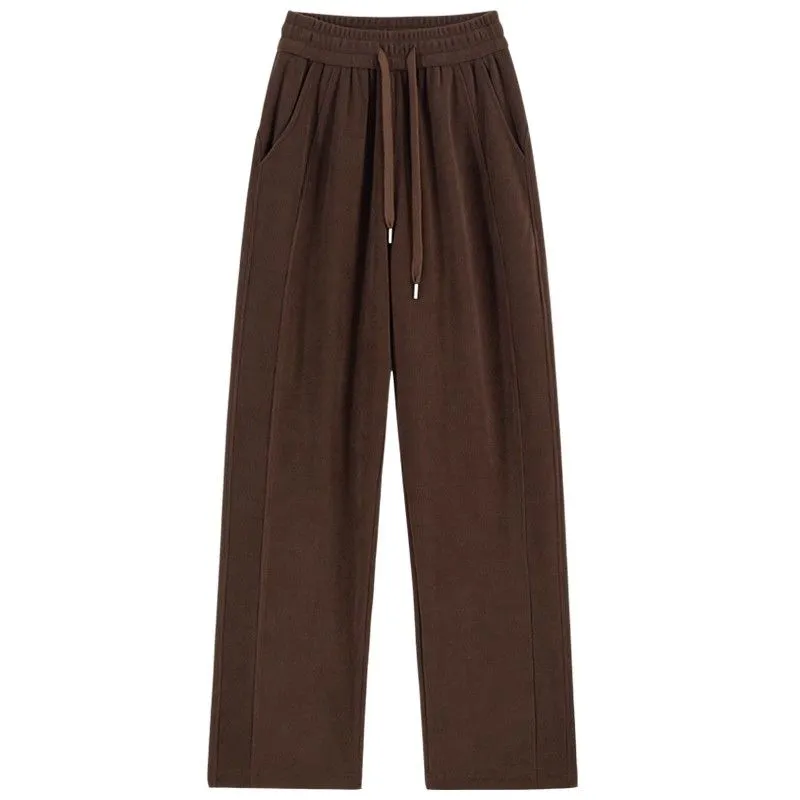 毛雪尼爾窄版運動休閒大碼刷闊腿褲