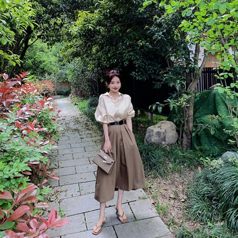 【單件/套裝】氣質通勤襯衫+輕熟半身裙兩件套裝-lululam