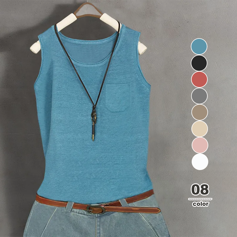 冰絲寬鬆遮肚顯瘦薄款針織吊帶背心-lululam