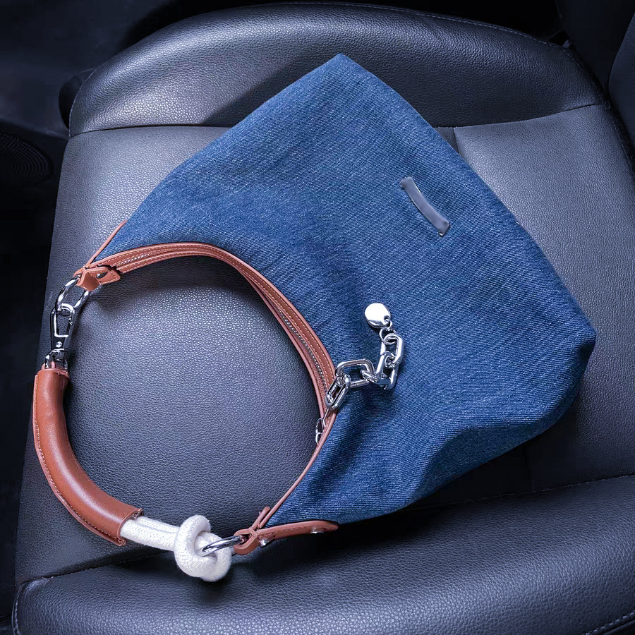 百搭復古高級感小眾牛仔腋下包單肩斜挎托特手提袋-lululam