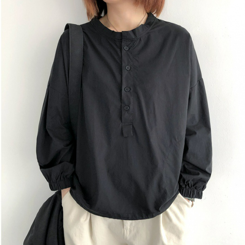 洋氣時尚休閒寬鬆大碼套頭長袖襯衫