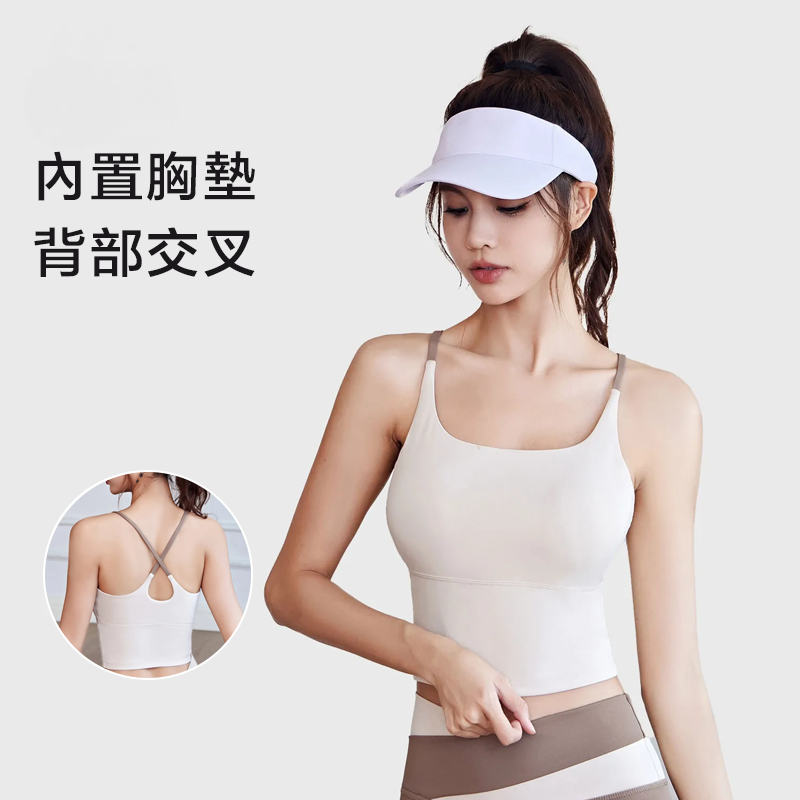 裸感運動背心高彈帶胸墊瑜伽文胸健身內衣-lululam