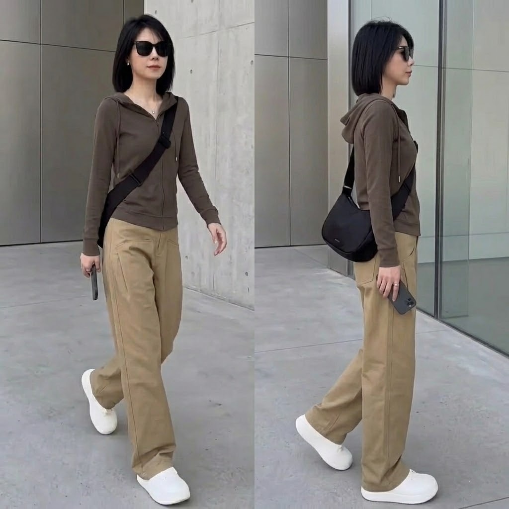 【單件/套裝】連帽減齡長袖外套+休閒長褲兩件套