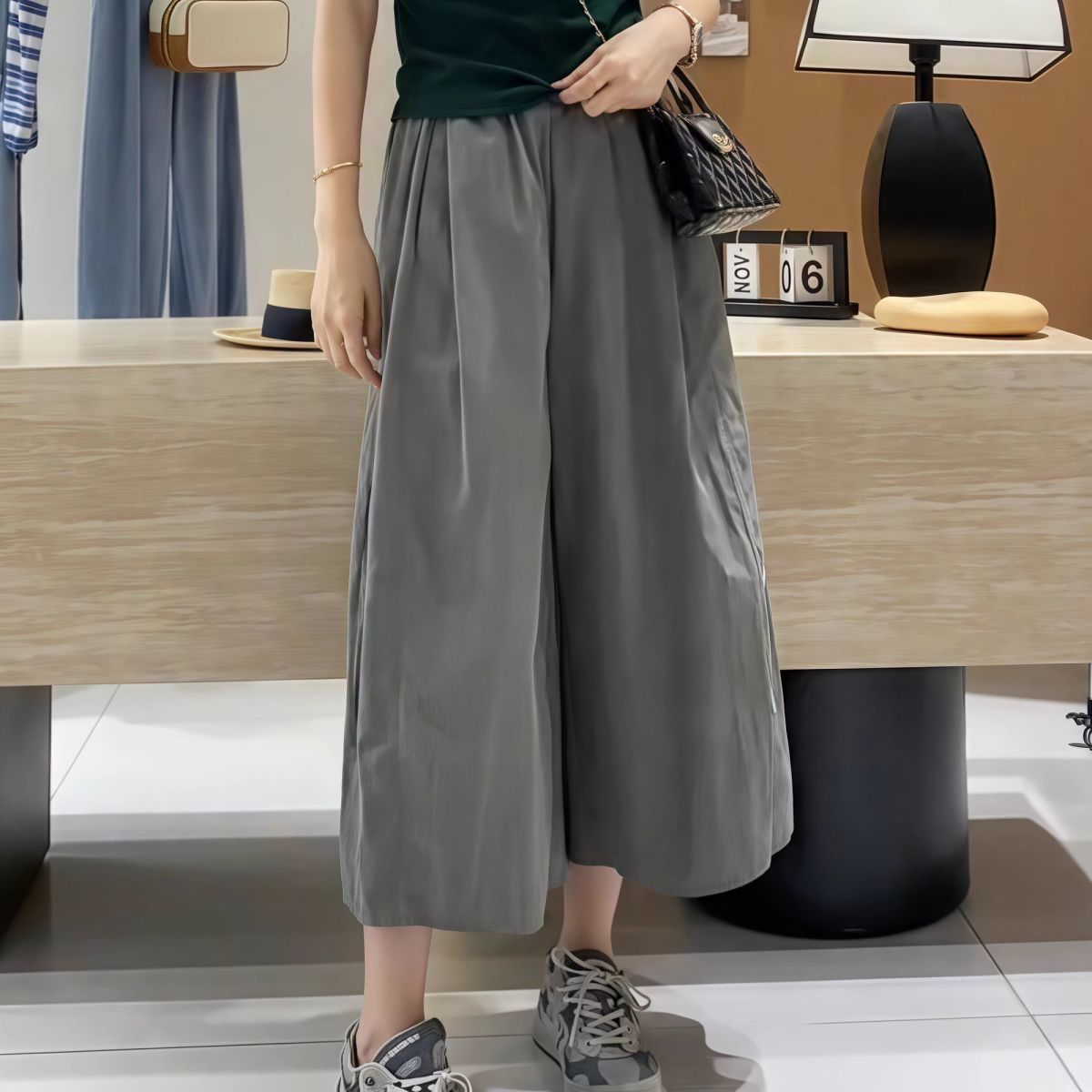 百搭過膝寬鬆顯瘦七分闊腿褲