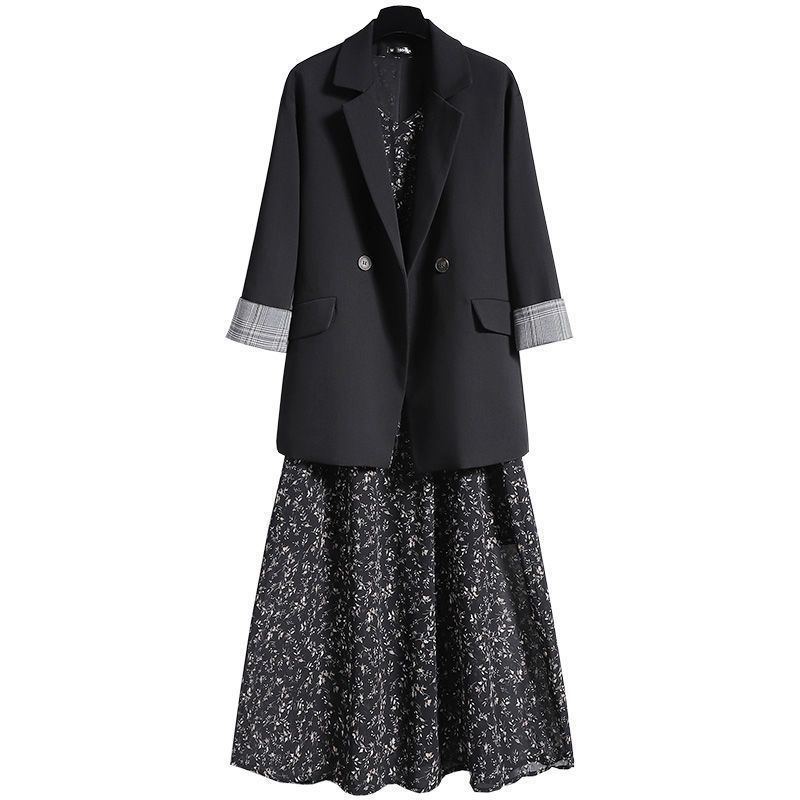 【單件/套裝】氣質西裝外套+碎花連身裙兩件套裝-lululam