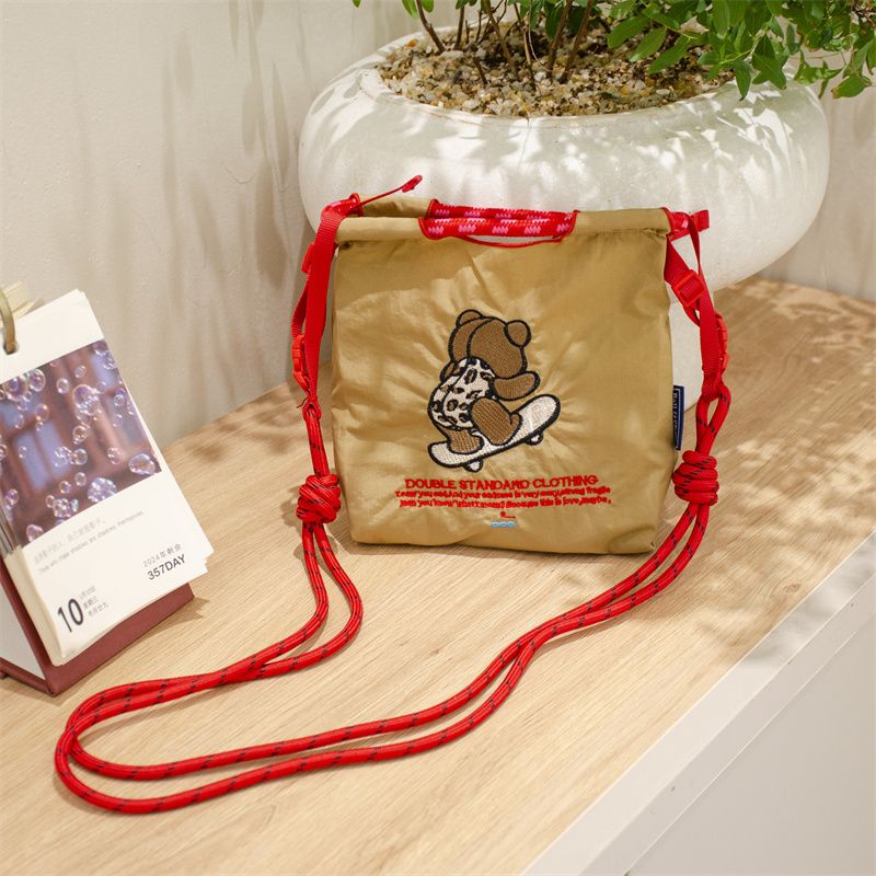 25款日系mini款休閒設計感刺繡環保尼龍手提斜挎包-lululam