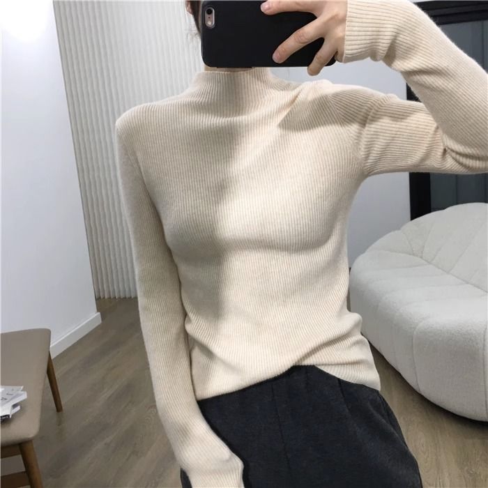 半高領內搭洋氣保暖氣質長袖針織衫