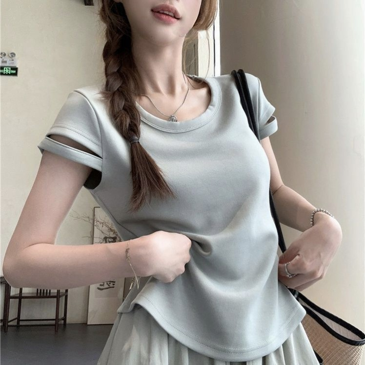 【單件/套裝】氣質顯瘦a字花苞半身裙+設計感短袖兩件套