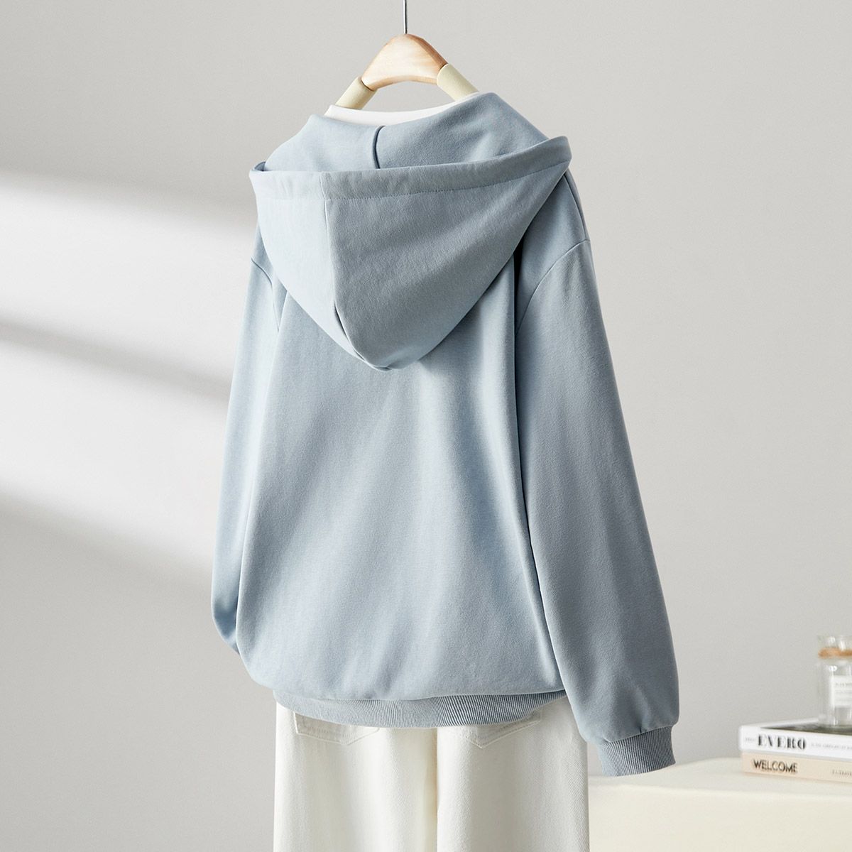 韓版設計感寬鬆拼接假兩件帽T