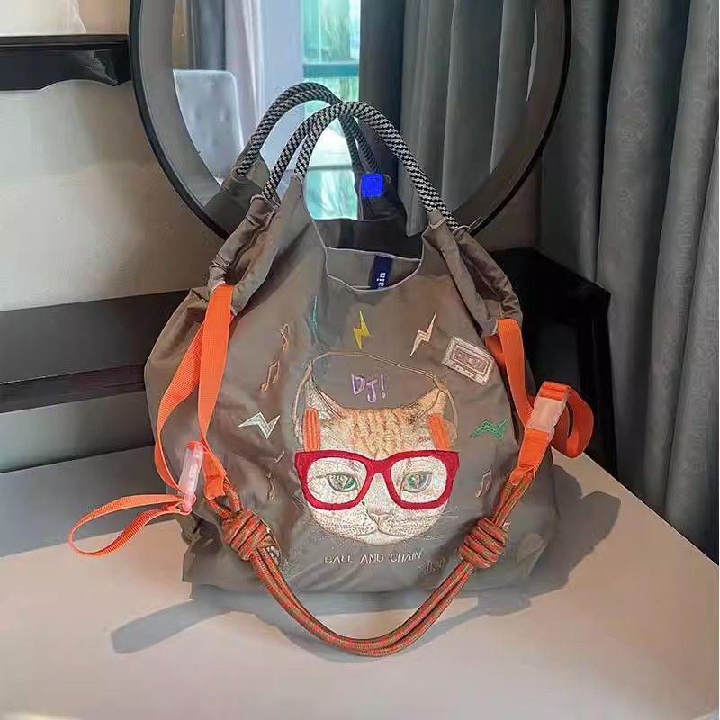 【多款式】小眾刺繡尼龍大容量環保手提單肩斜跨包-Cicichill