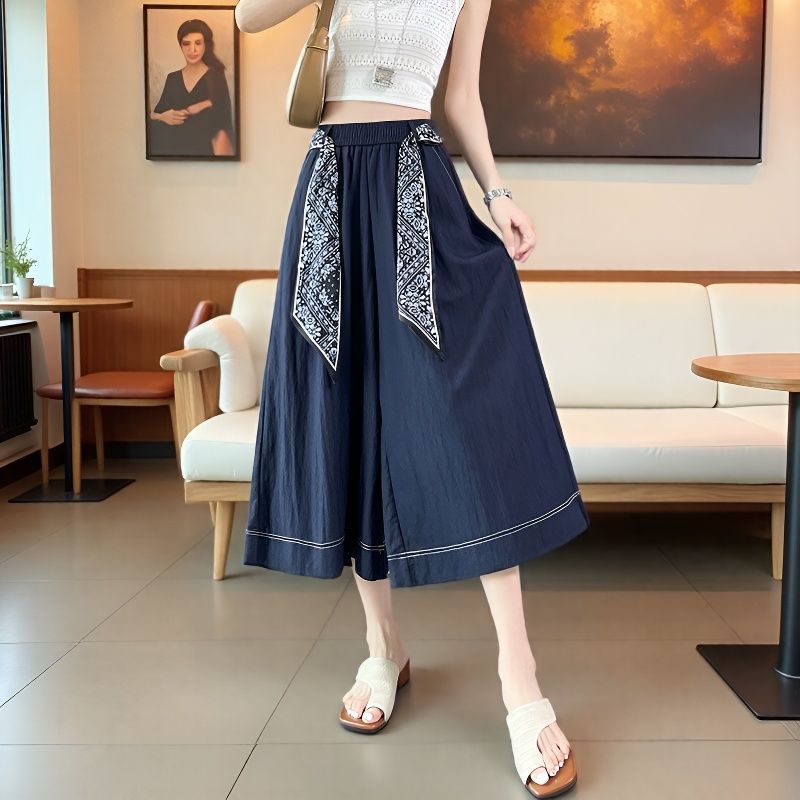 寬鬆薄款梨形身材垂感顯瘦爆款牛仔裙褲-lululam