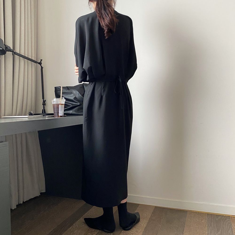 法式收腰顯瘦氣質超仙森系寬鬆洋裝-lululam