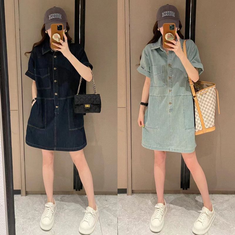 時尚氣質港味寬鬆顯瘦減齡牛仔洋裝