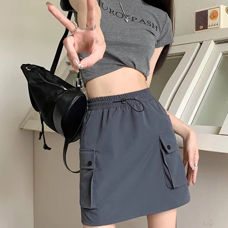 美式設計感寬鬆休閒運動工裝半身裙