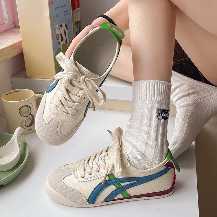 透氣復古休閒百搭拼色板鞋運動德訓鞋阿甘鞋-lululam