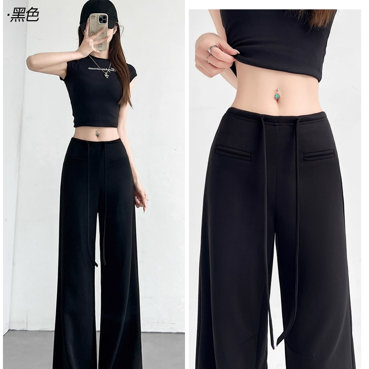 美式微喇高腰顯瘦垂感休閑衛褲慵懶闊腿褲-lululam