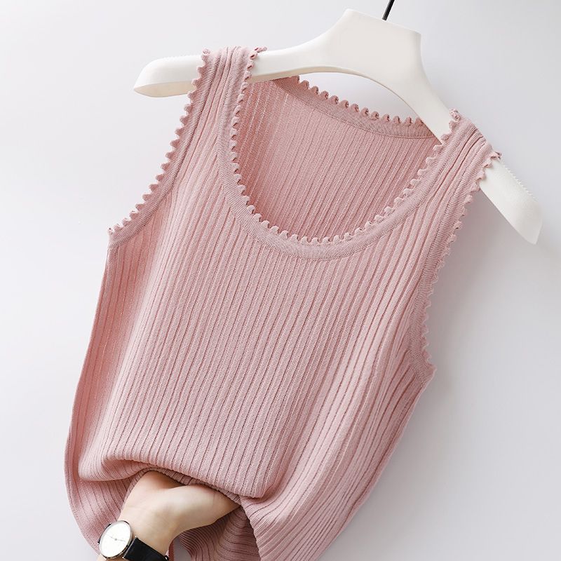 冰絲涼感圓領百搭簡約顯瘦針織薄款背心-lululam