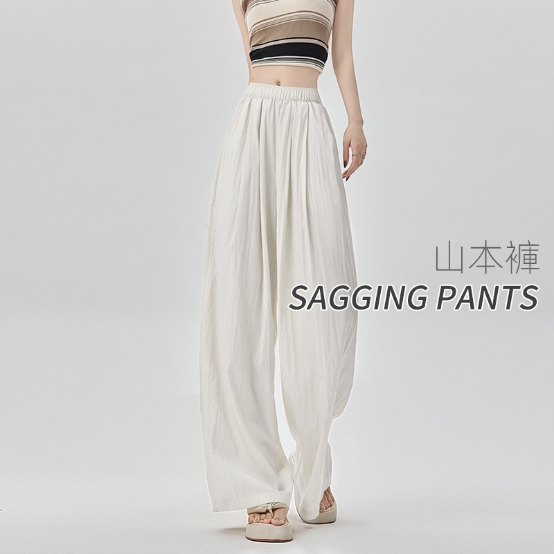 薄款冰絲休閒透氣垂感闊腿顯瘦山本褲-lululam