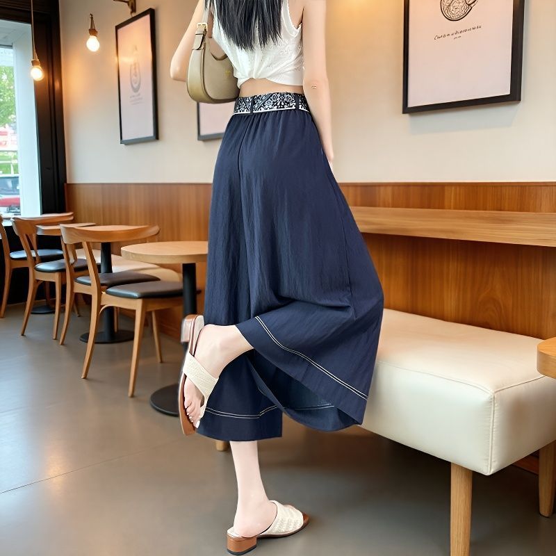 寬鬆薄款梨形身材垂感顯瘦爆款牛仔裙褲-lululam