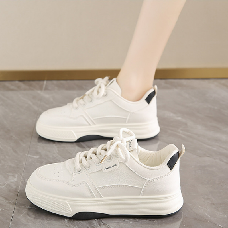 透氣百搭韓版厚底運動休閒板鞋小白鞋-lululam